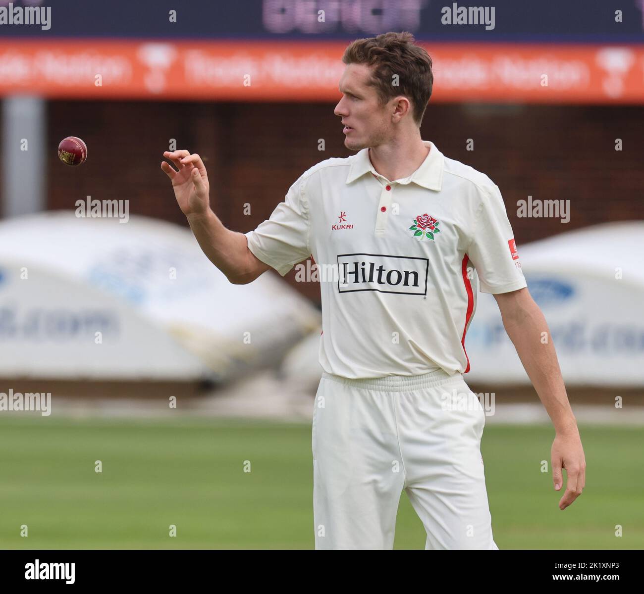 CHELMSFORD ENGLAND - SEPTEMBER 20 : Will Williams of  Lancashire CCC  during LV= COUNTY CHAMPIONSHIP - DIVISION ONE Day One of 4 match between Essex C Stock Photo