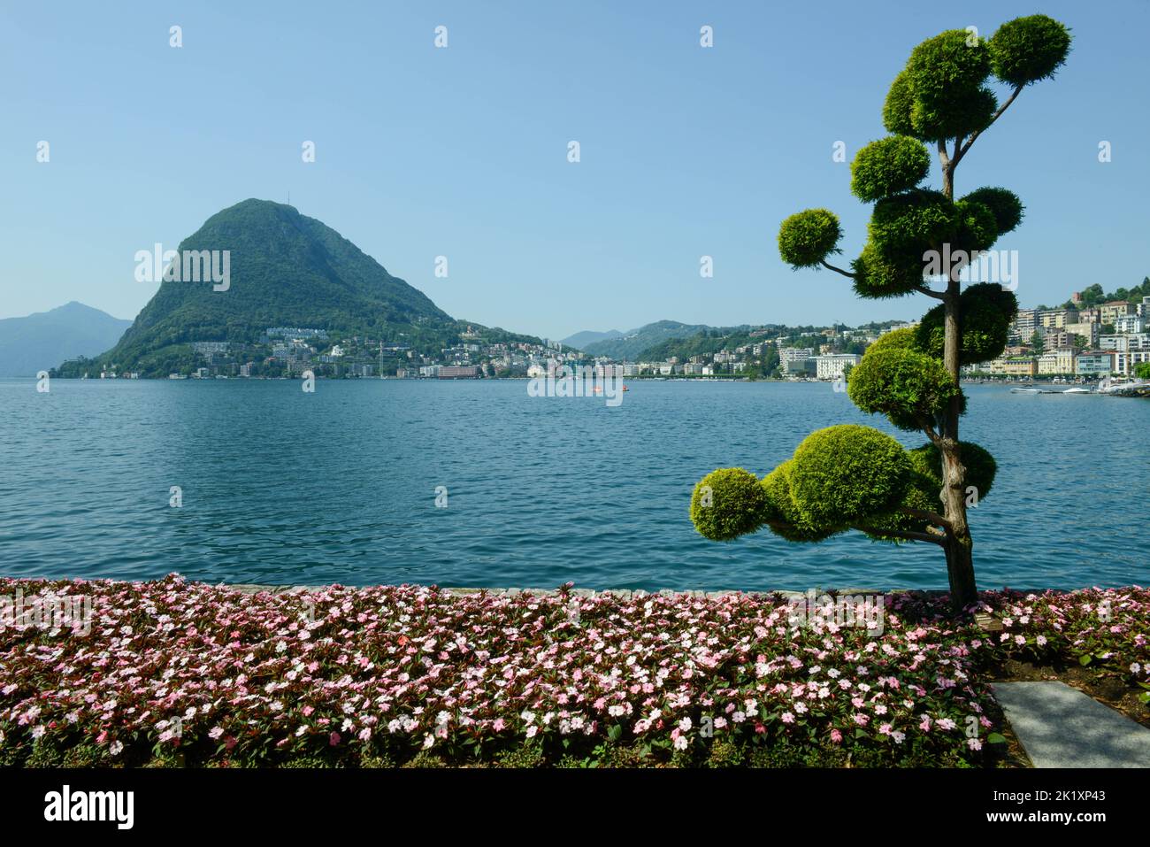 View at the bay of Lugano on Switzerland Stock Photo