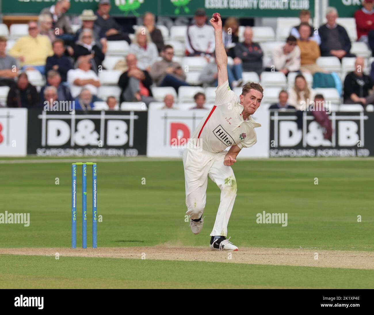 CHELMSFORD ENGLAND - SEPTEMBER 20 : George Balderson of Lancashire CCC during LV= COUNTY CHAMPIONSHIP - DIVISION ONE Day One of 4 match between Essex Stock Photo