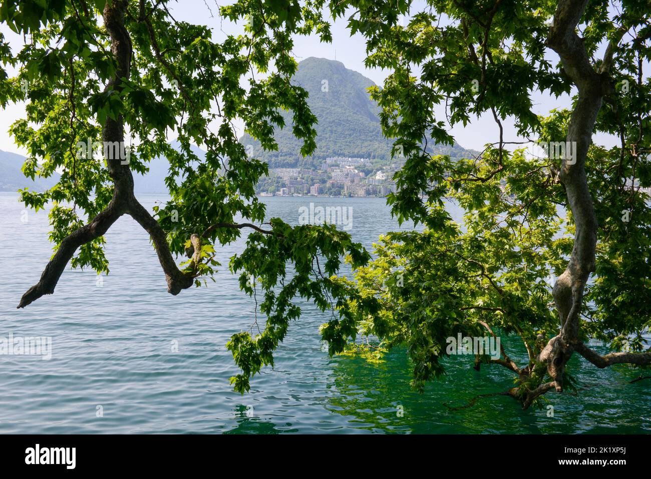 View at the bay of Lugano on Switzerland Stock Photo