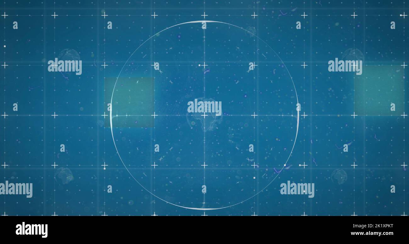Image of interference over globe with 6g text on blue background Stock Photo