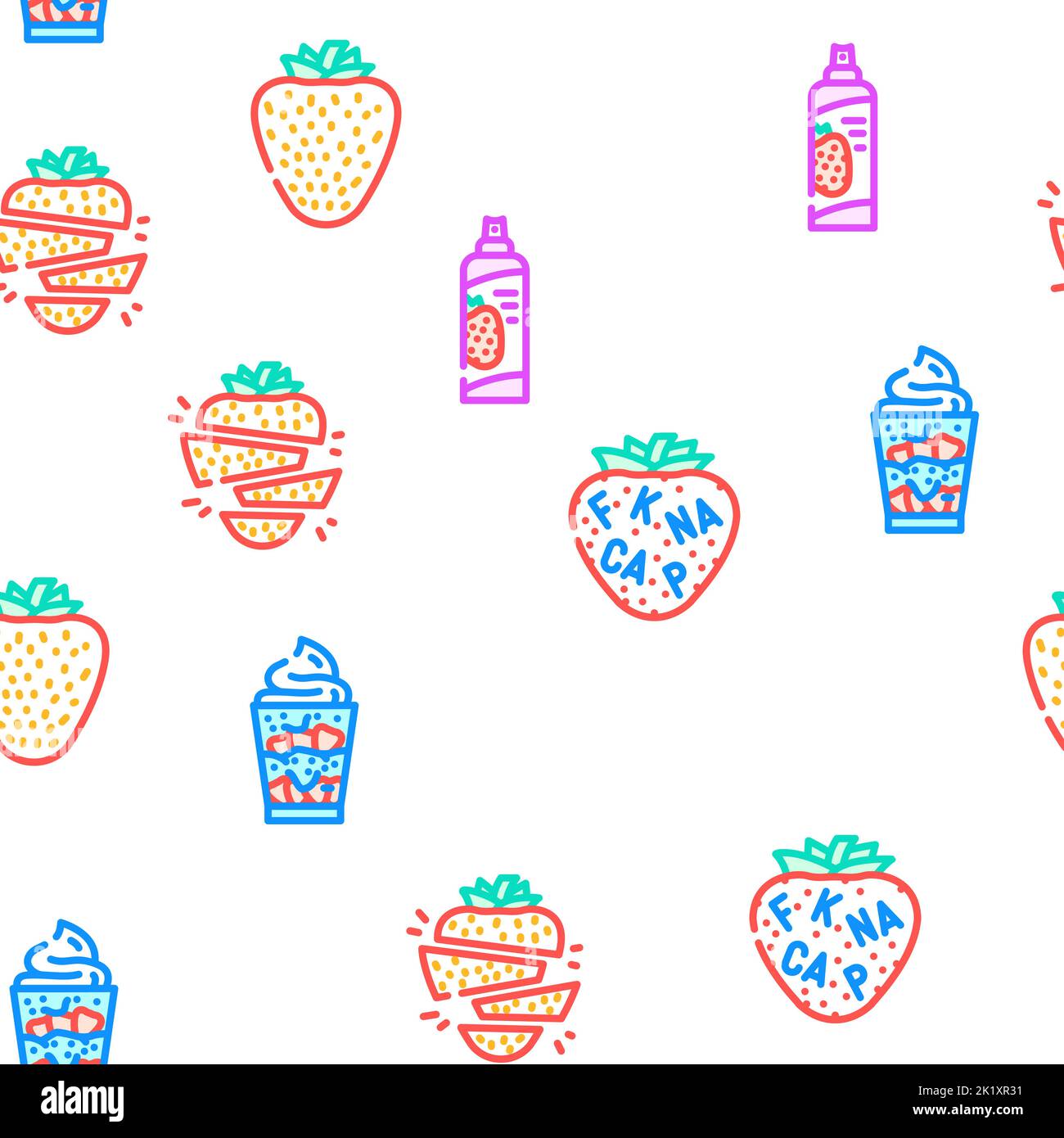 strawberry fruit fresh red berry vector seamless pattern Stock Vector ...