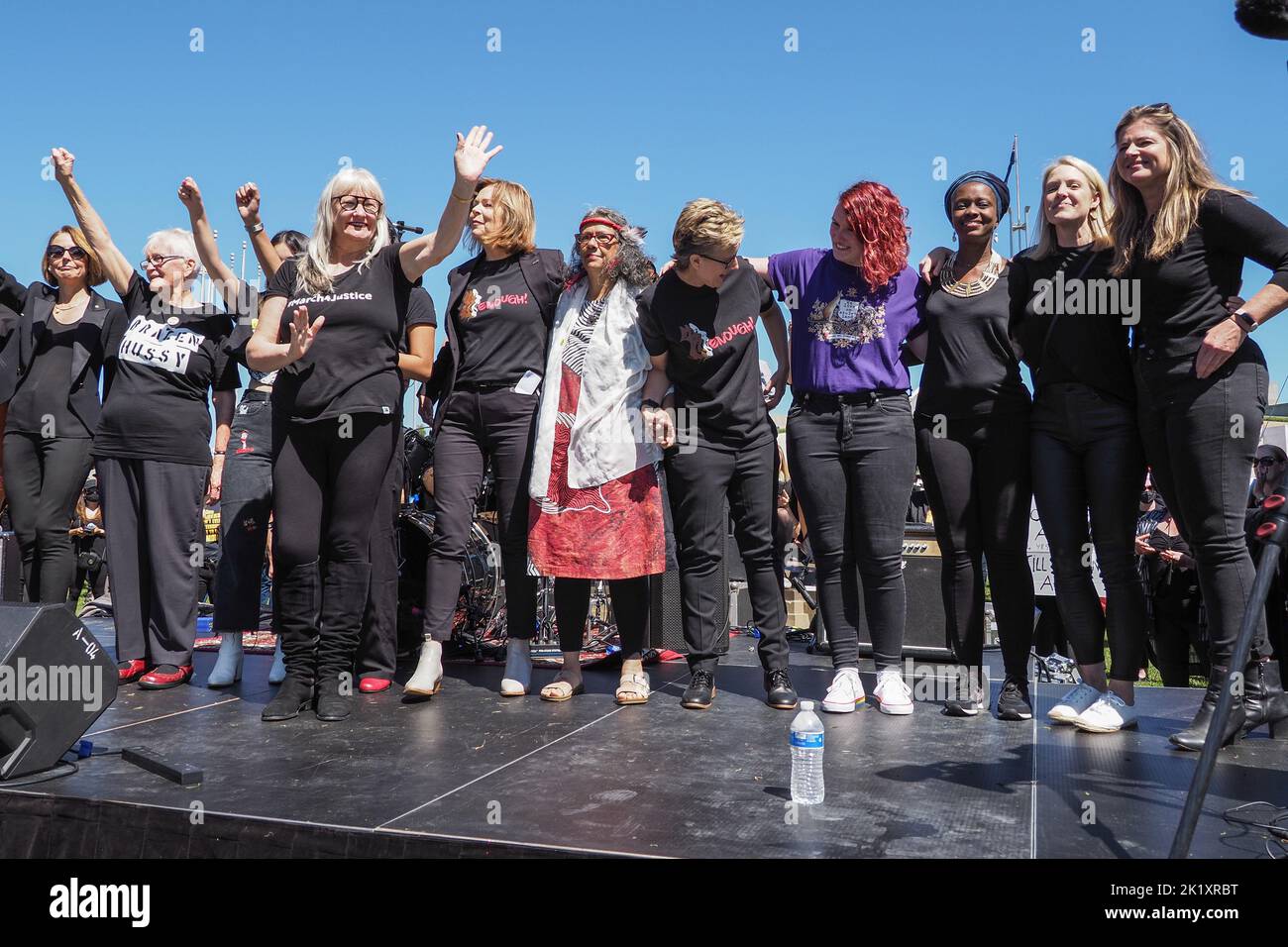 Group photo of Speakers at Women's March4Justice Rally Parliament House, 15 March 2021 Stock Photo