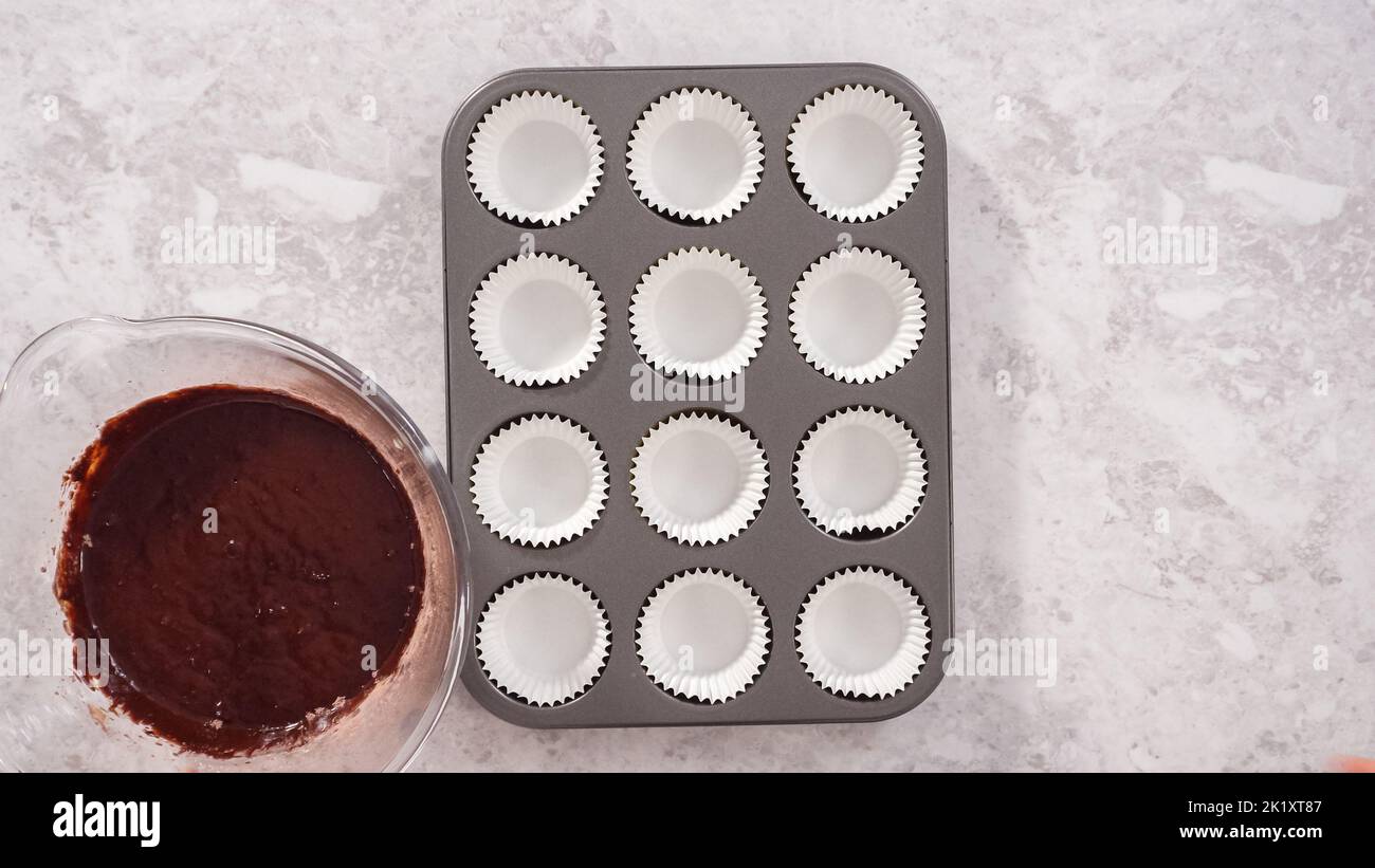 Unicorn rainbow chocolate cupcake Stock Photo