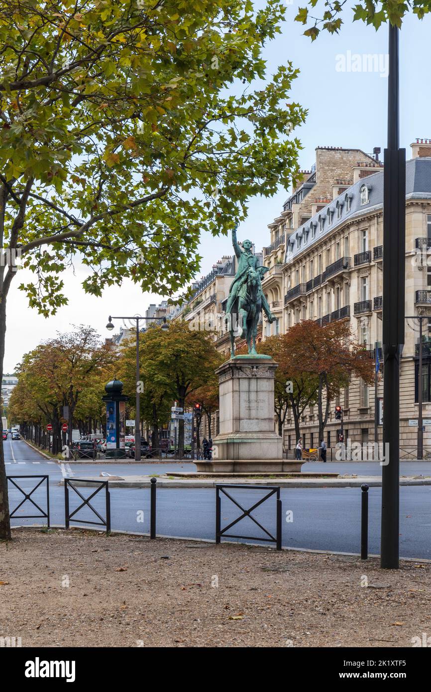 Equestrian statue of George Washington, Avenue dIéna, Paris, France, Europe Stock Photo