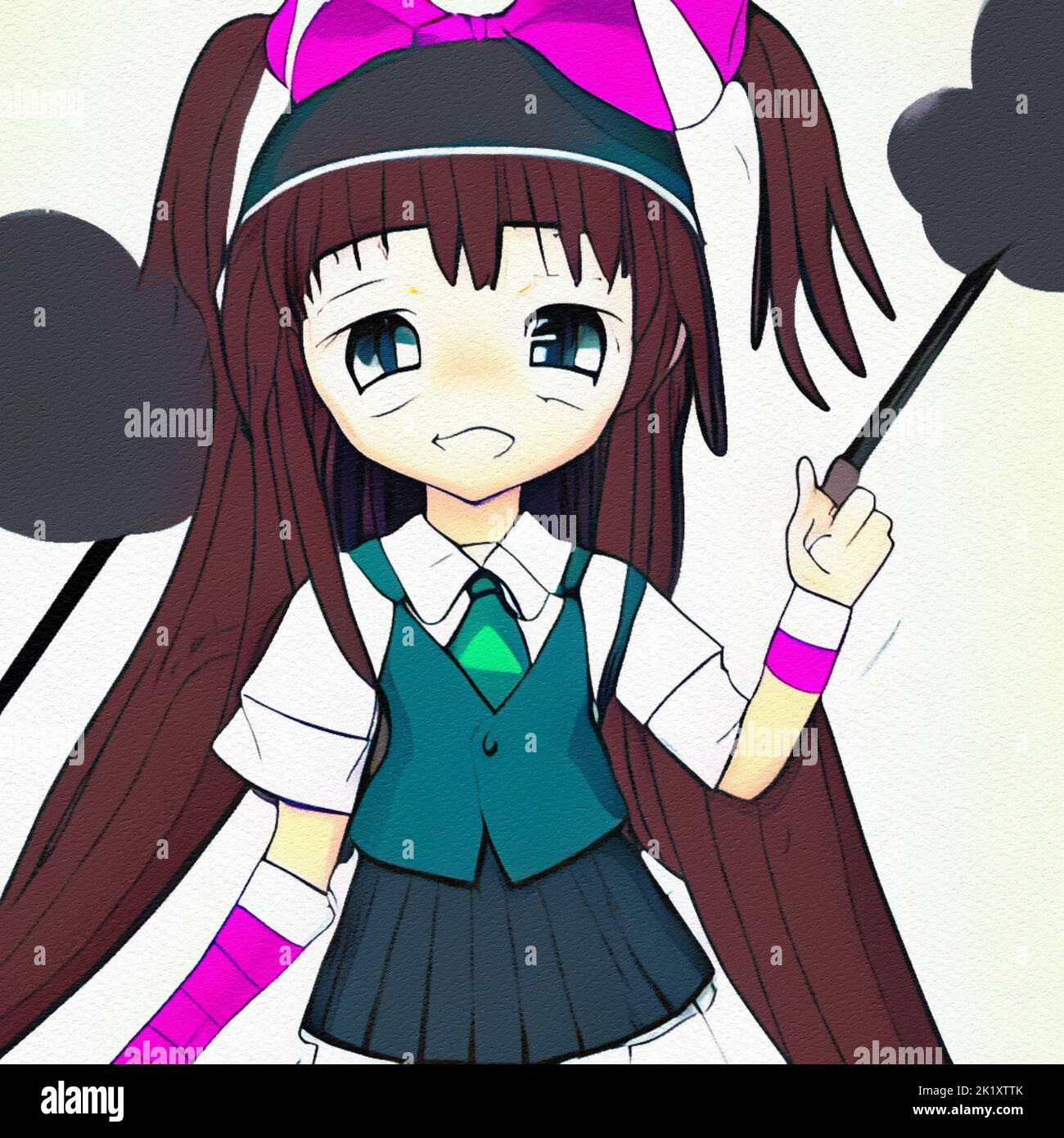 Anime Pretty Girl Dark Hair Anime Girl | Greeting Card
