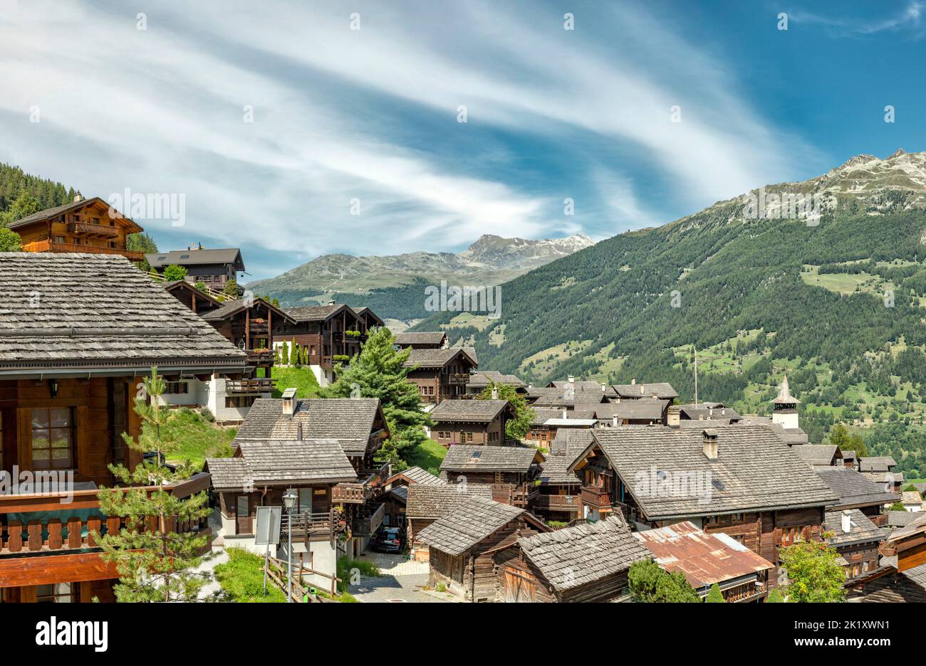 Wooden houses of a mountain village Stock Photo - Alamy