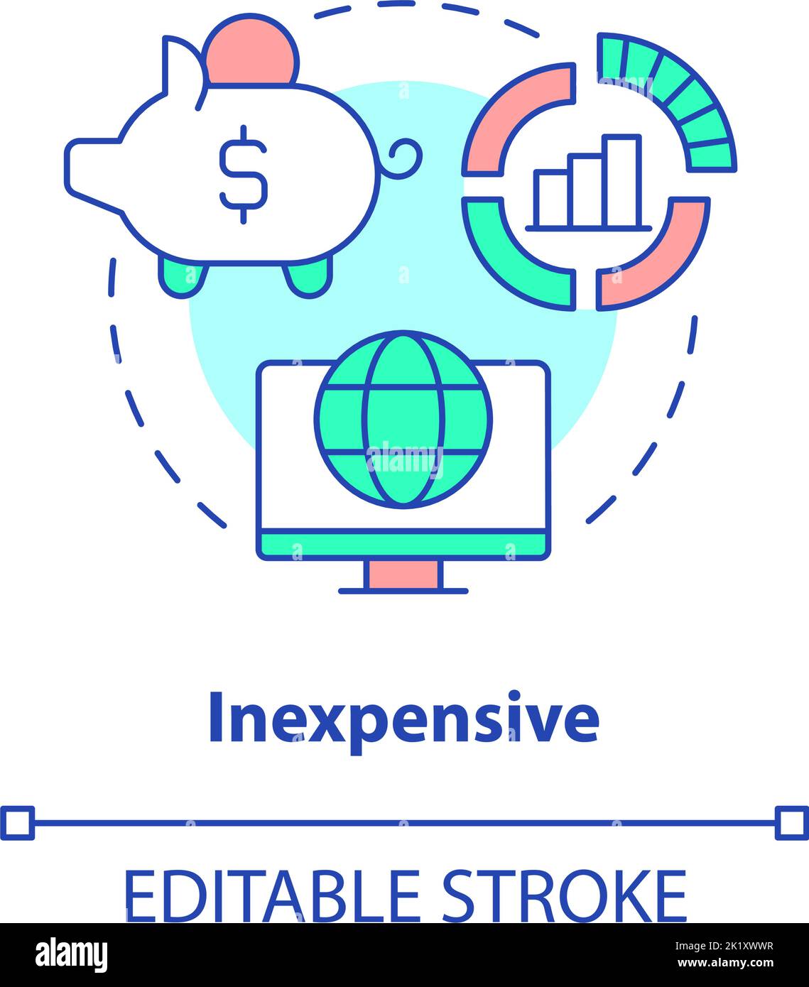 Inexpensive concept icon Stock Vector
