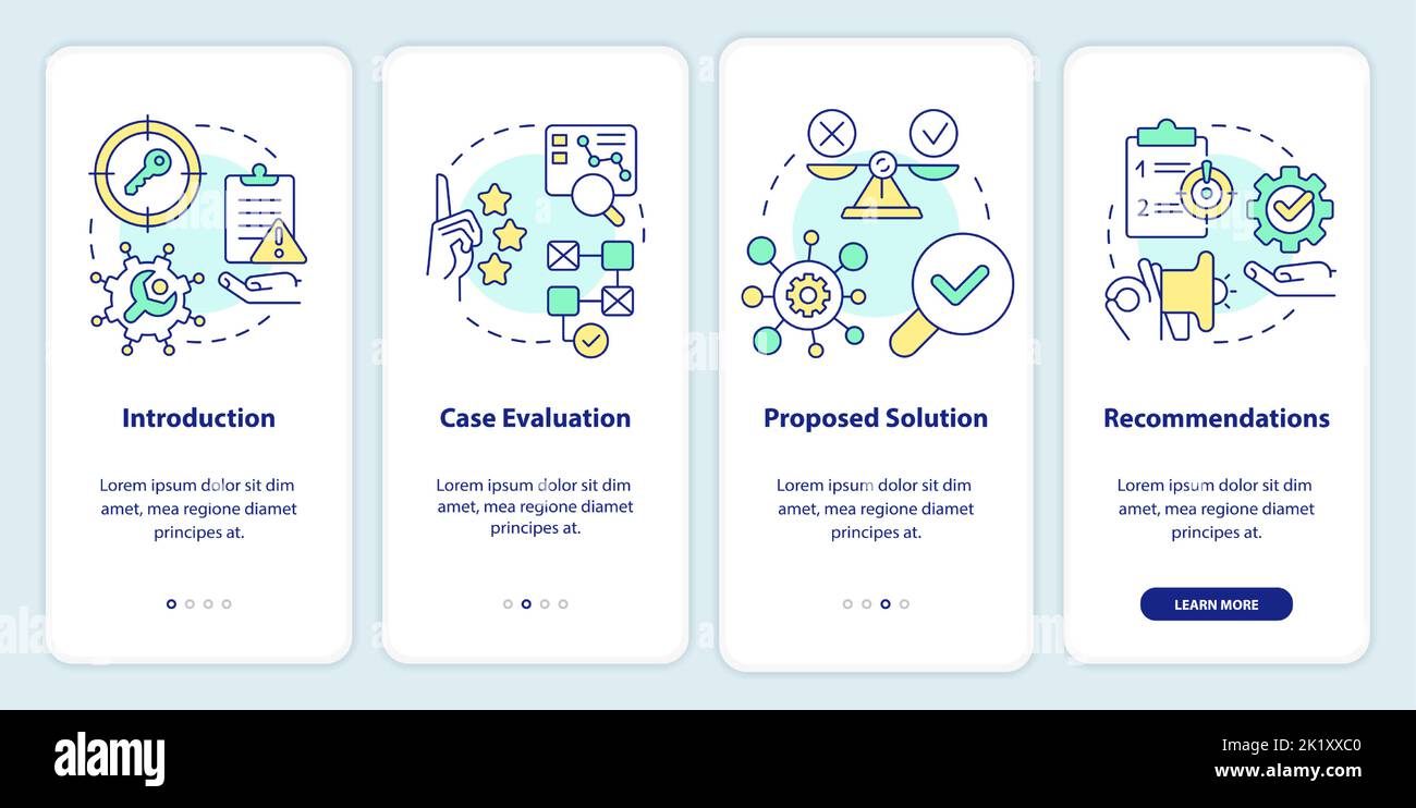 Case drafting onboarding mobile app screen Stock Vector