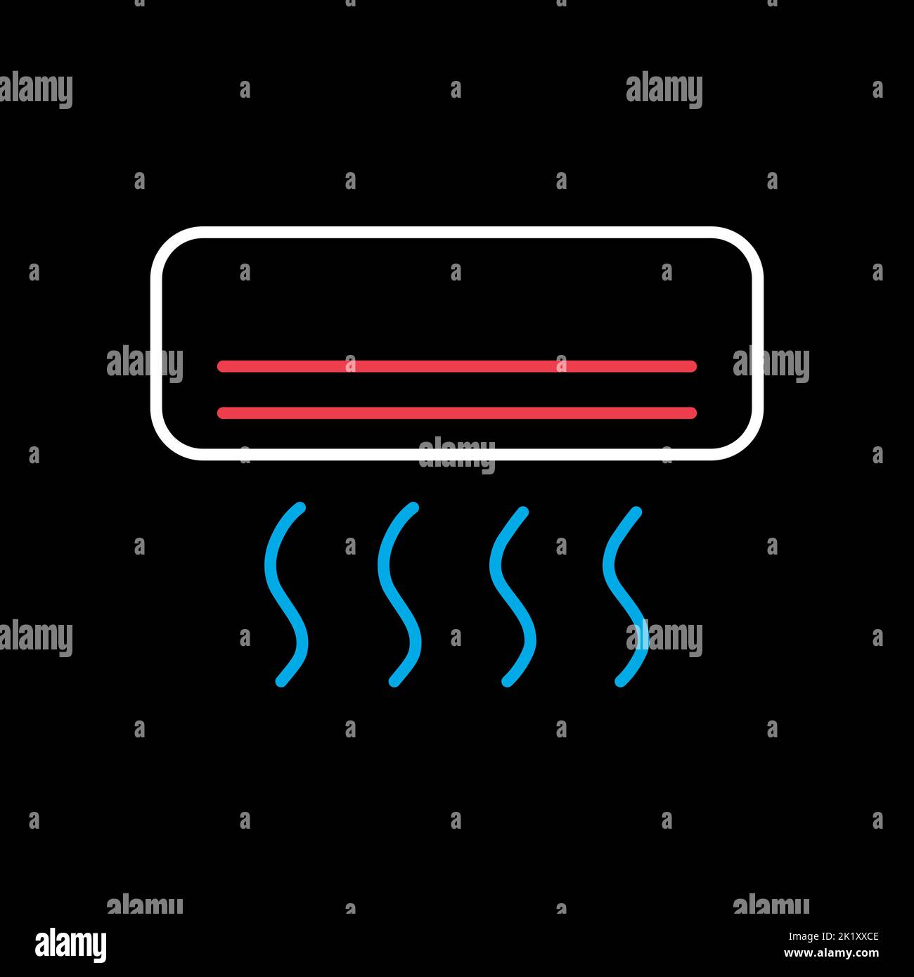 Splitsystem air conditioner flat vector isolated on black background