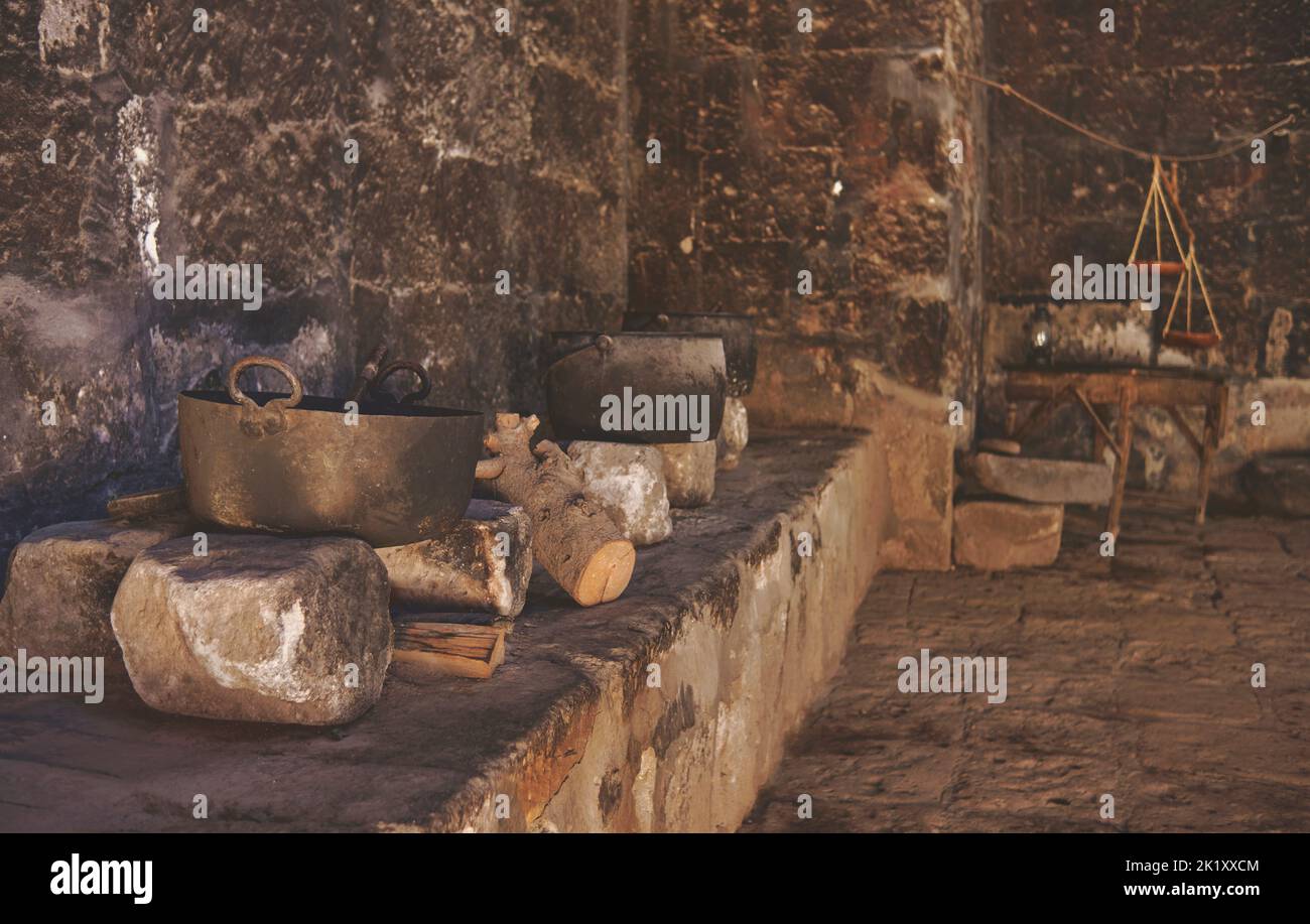 Detail of an old cooking stove of a nun in the Santa Catalina Monastery ...