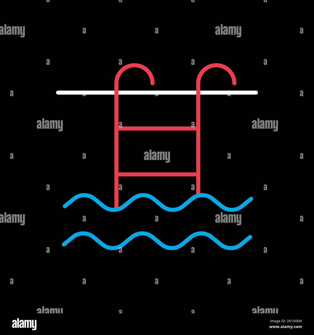 Swimming pool flat vector isolated on black background icon. Graph ...