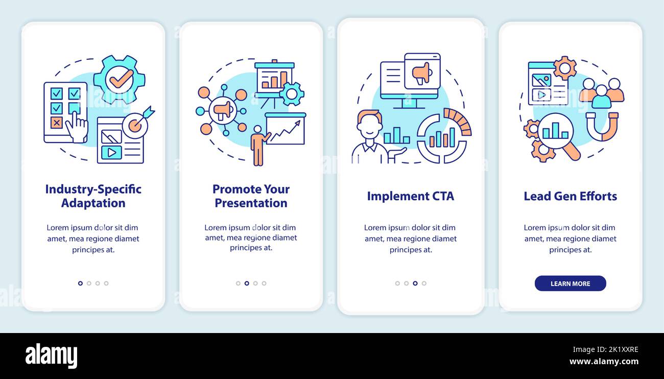 Marketing case study onboarding mobile app screen Stock Vector