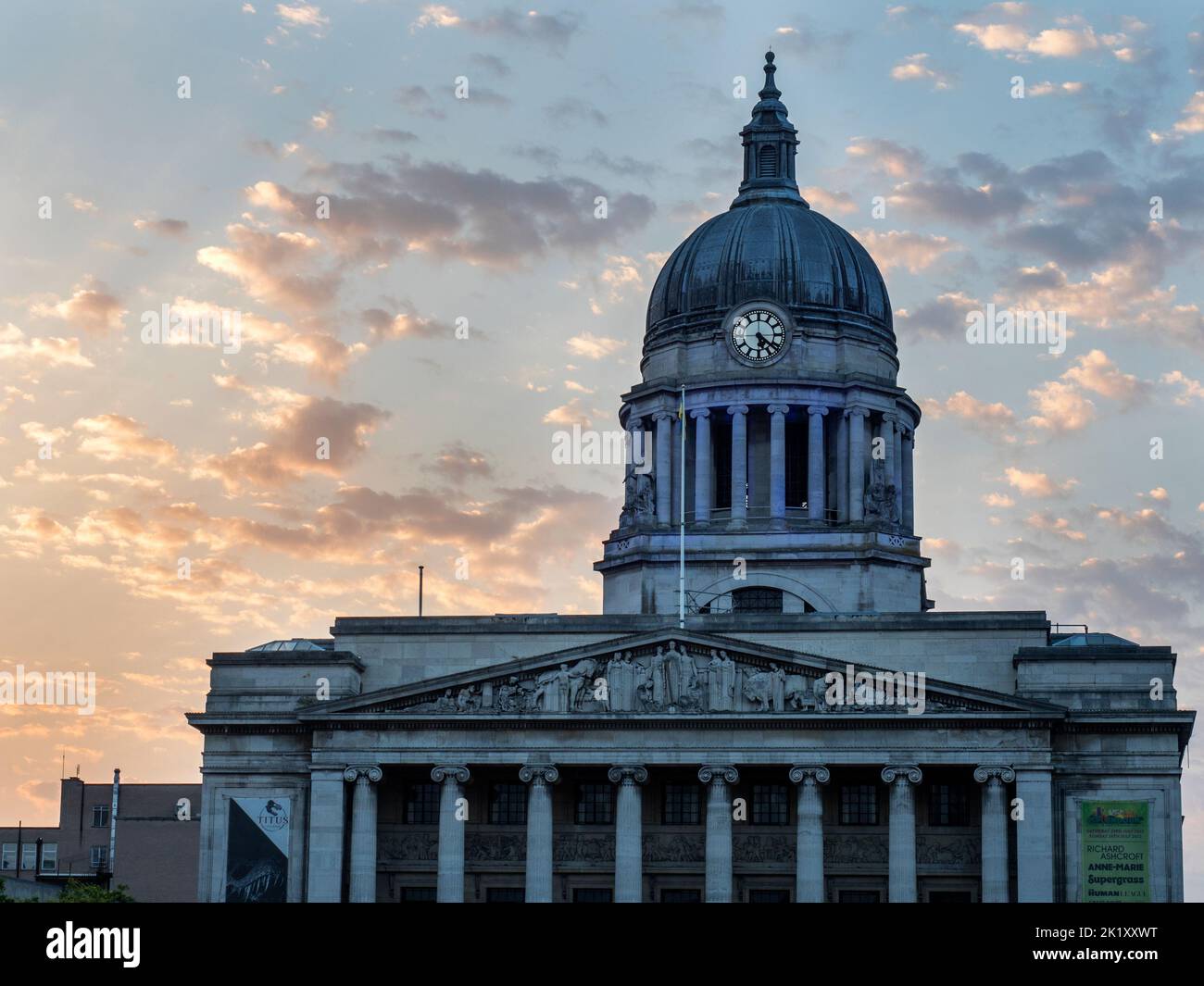 Nottingham Council House from Old Market Square at dawn Nottingham Nottinghamshire England Stock Photo