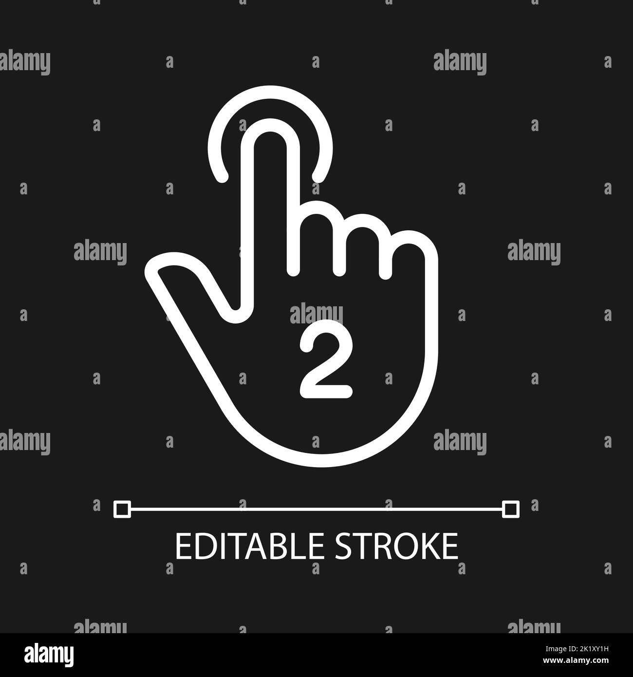 Double touch pixel perfect white linear icon for dark theme Stock ...