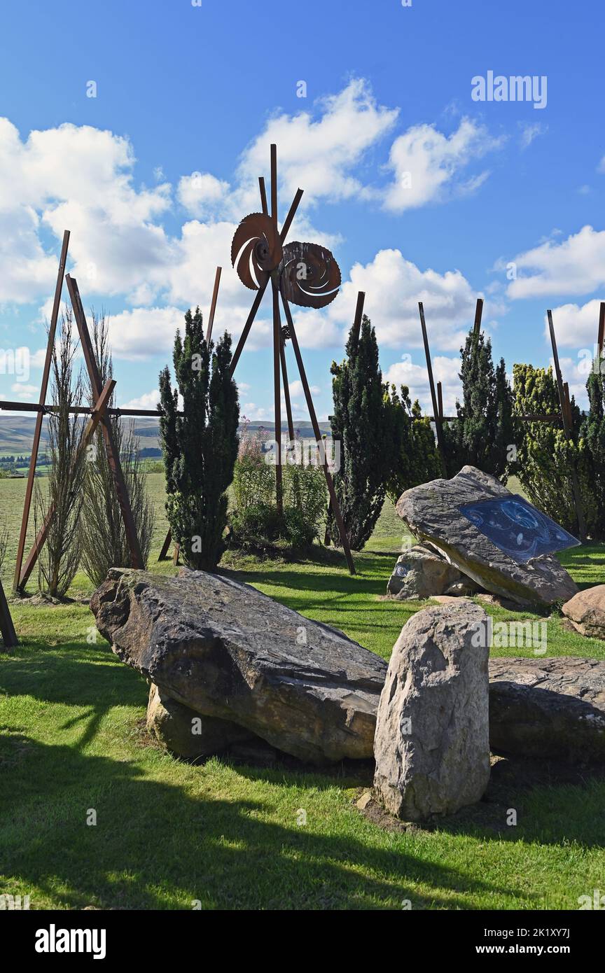 'Cosmic Collisions', outdoor artwork by Charles Jencks. Crawick Multiverse, Sanquhar, Dumfries and Galloway, Scotland, United Kingdom, Europe. Stock Photo