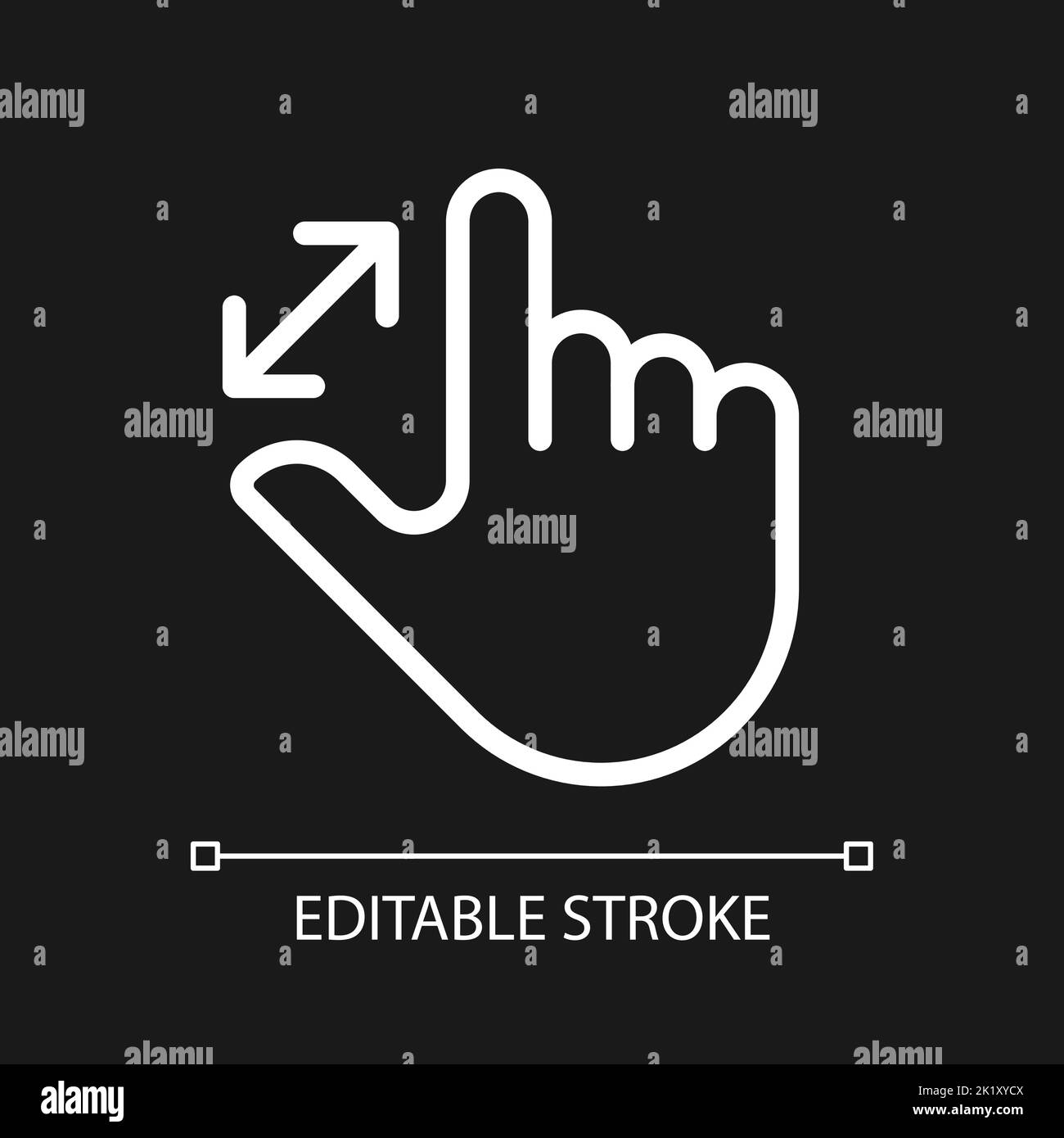 Zoom in touch pixel perfect white linear icon for dark theme Stock Vector