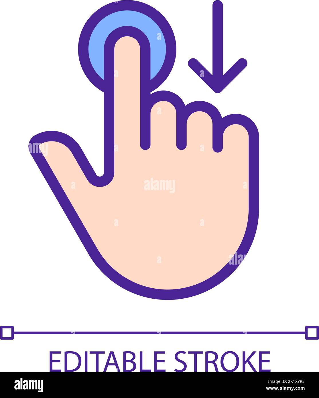 Move downwards pixel perfect RGB color icon Stock Vector