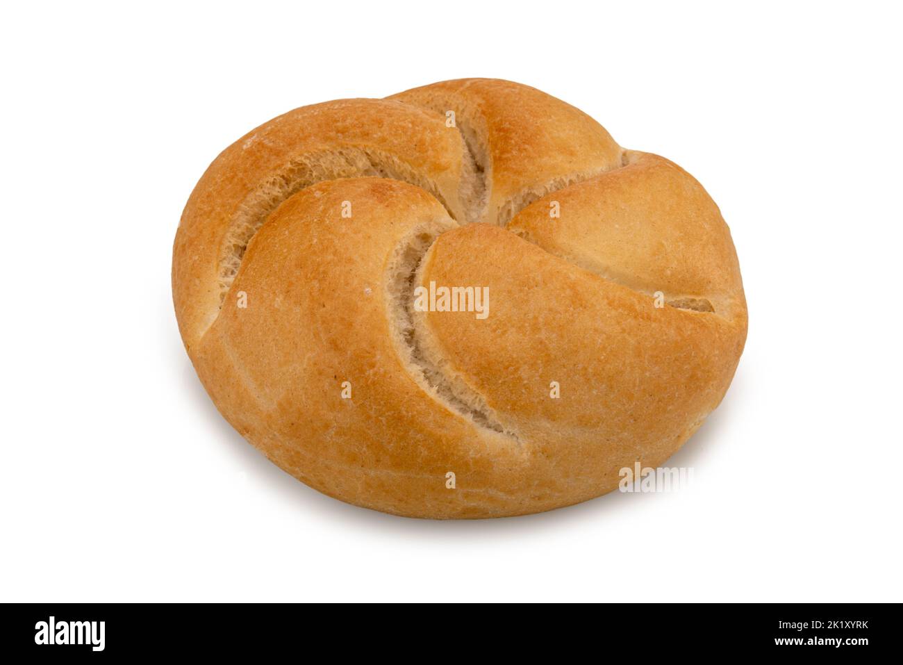 Loaf of italian bread called rosetta in Rome and michetta in Milan isolated on white, clipping path Stock Photo