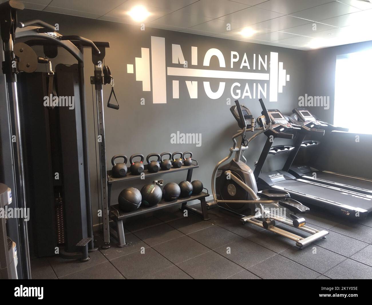 No pain, no gain. Health Fitness motivational quotes. gym fitness saloon Stock Photo