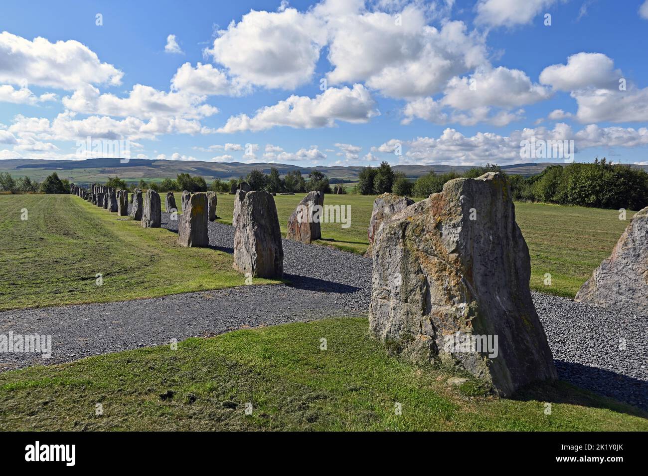 'North-South Line'. Outdoor artwork by Charles Jencks. Crawick Multiverse, Sanquhar, Dumfries and Galloway, Scotland, United Kingdom, Europe. Stock Photo