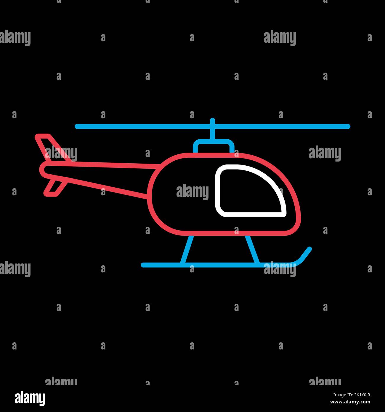 Helicopter flat vector isolated on black background icon. Graph symbol ...