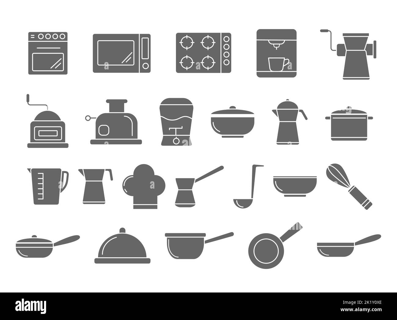 Vector set of kitchen accessories for pictograms, icons, stickers, scrapbooking, websites and