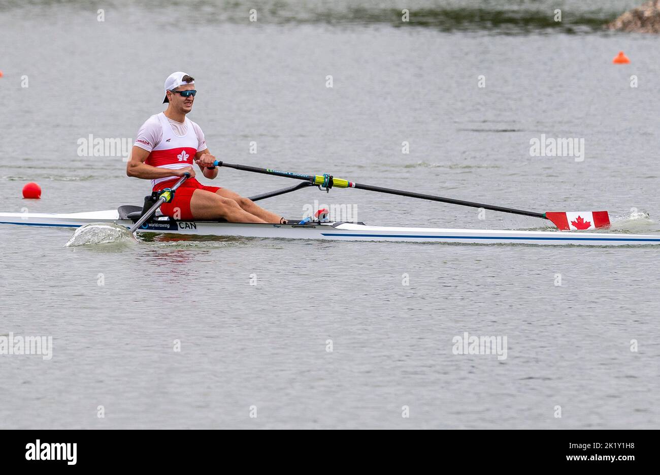 Trevor Jones of Canada competing during Day 4 of the 2022 World Rowing Championships at the Labe Arena Racice on September 21, 2022 in Racice, Czech Republic. (CTK Photo/Ondrej Hajek) Stock Photo