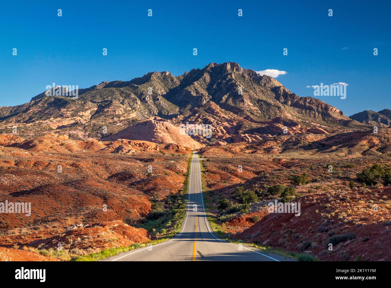 Mount Holmes, view at sunset from Utah 276, Little Rockies, Henry Mountains, near Ticaboo, Utah, USA Stock Photo