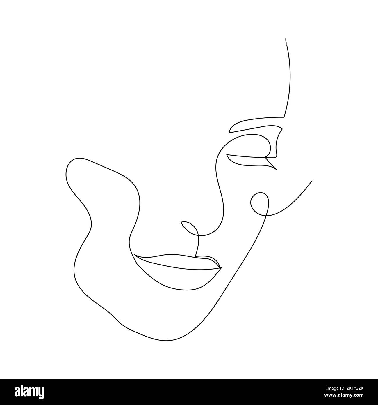 Continuous line drawing of portrait of a beautiful Woman's face ...