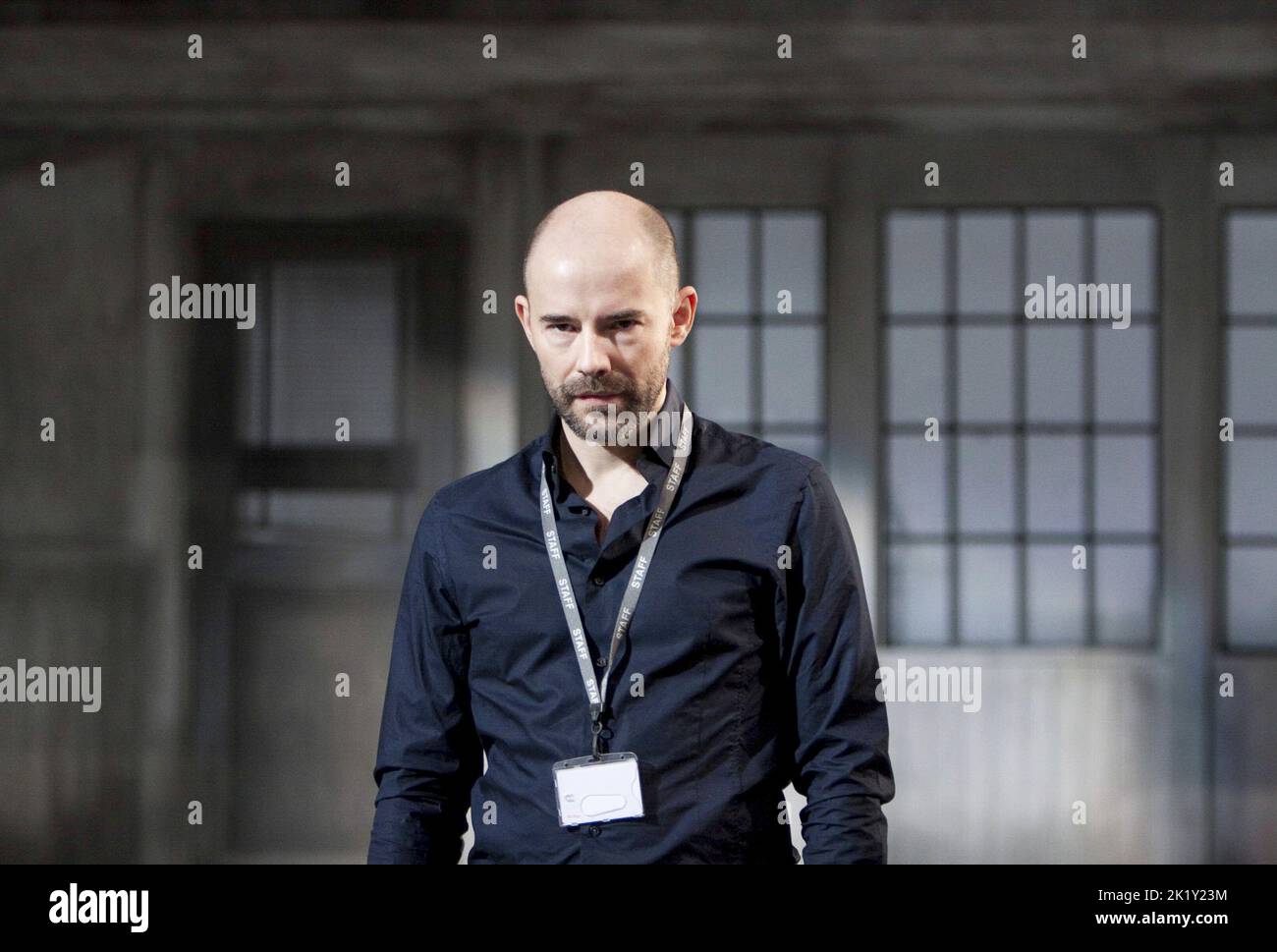 Daniel Evans (director) on stage at a press photo call for AN ENEMY OF THE PEOPLE by Ibsen at the Crucible Theatre, Sheffield, England in February 2010 in a version by Christopher Hampton design: Ben Stones lighting: Tim Mitchell Stock Photo