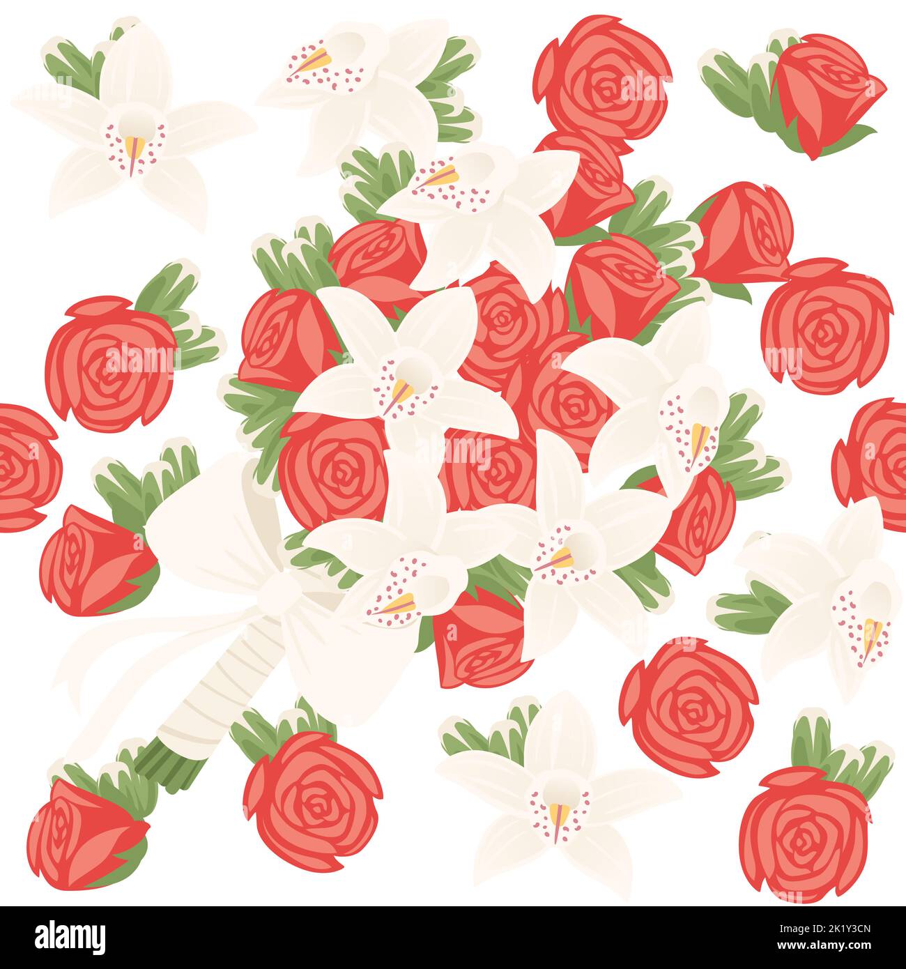 Roses Wrapping Paper Bouquet Top View Stock Vector (Royalty Free
