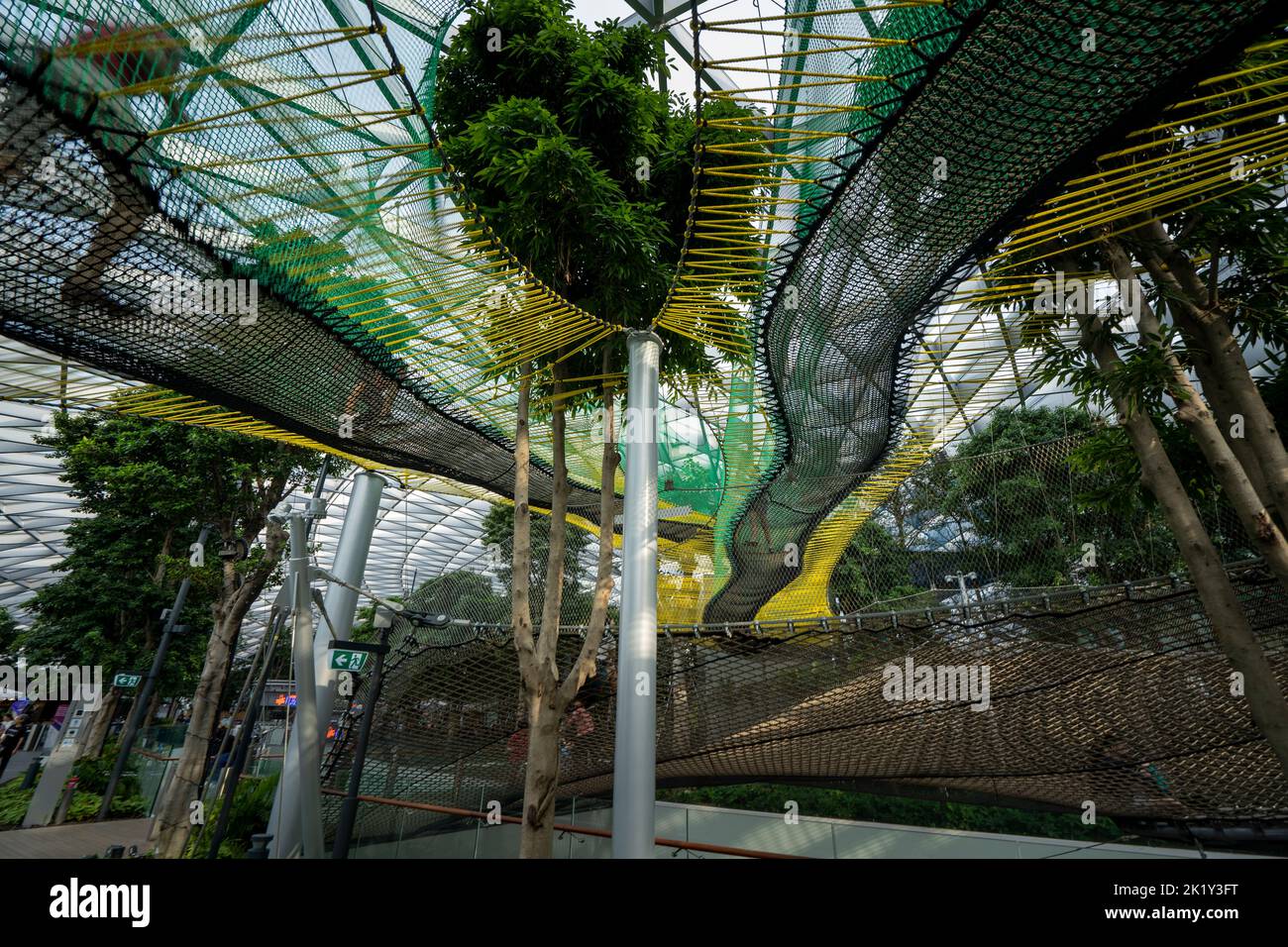 Walking Nets in the Çanopy Park at Jewel Changi Airport terminal, Singapore Stock Photo