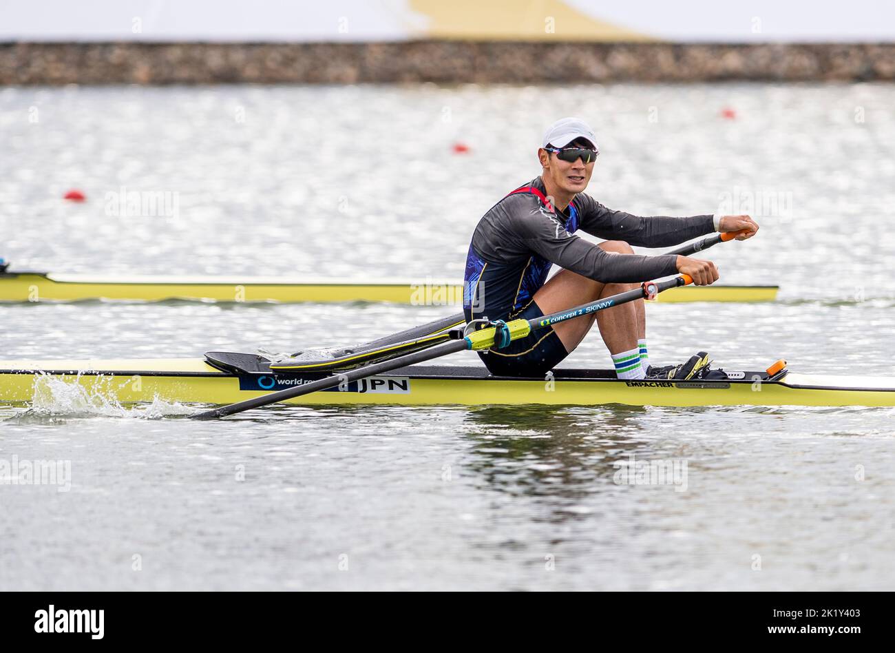 Racice, Czech Republic. 21st Sep, 2022. Rjuta Arakawa of Japan competing during Day 4 of the 2022 World Rowing Championships at the Labe Arena Racice on September 21, 2022 in Racice, Czech Republic. Credit: Ondrej Hajek/CTK Photo/Alamy Live News Stock Photo