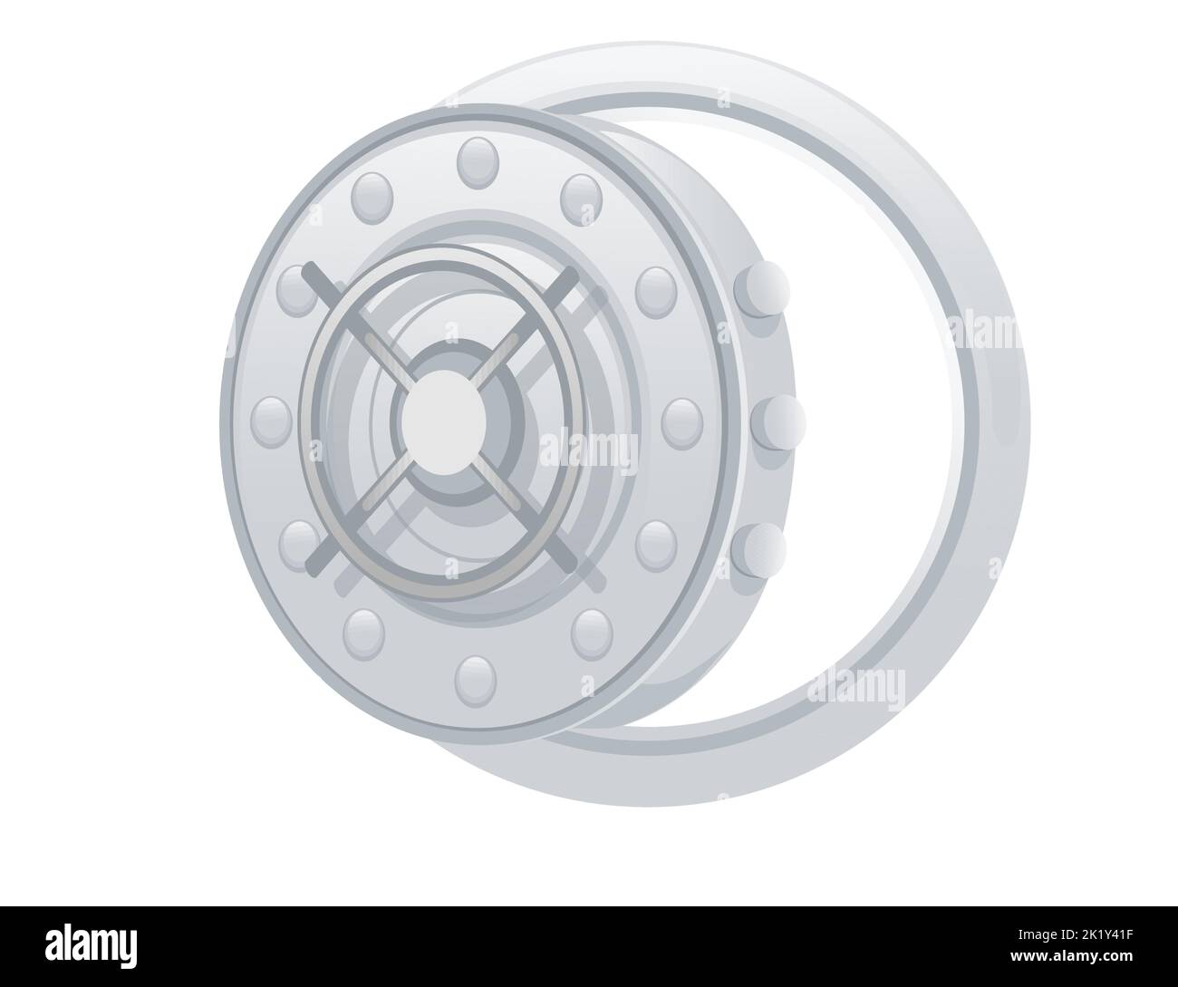 Big armored steel door safe for safety keeping money vector