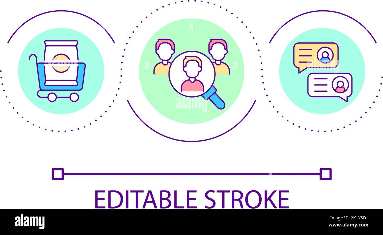 Studying customer behavior loop concept icon Stock Vector