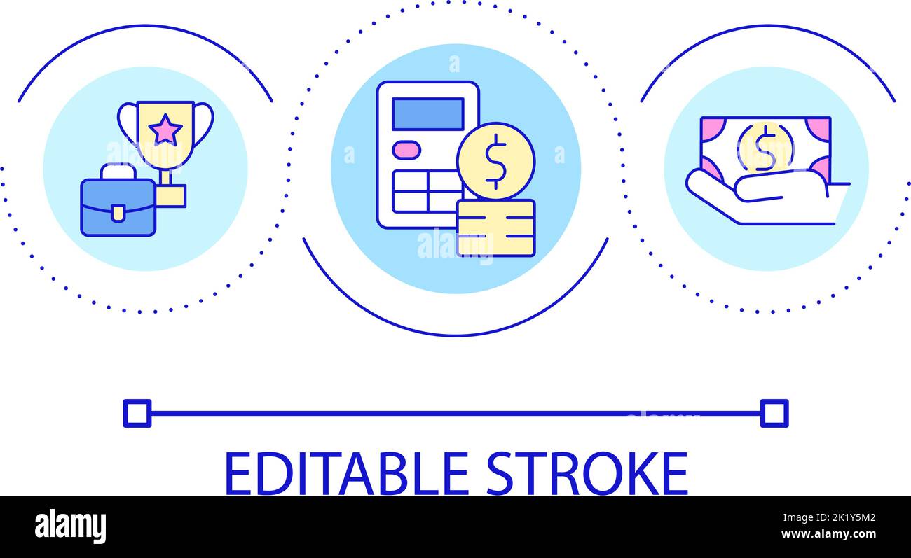 Calculate company profit loop concept icon Stock Vector