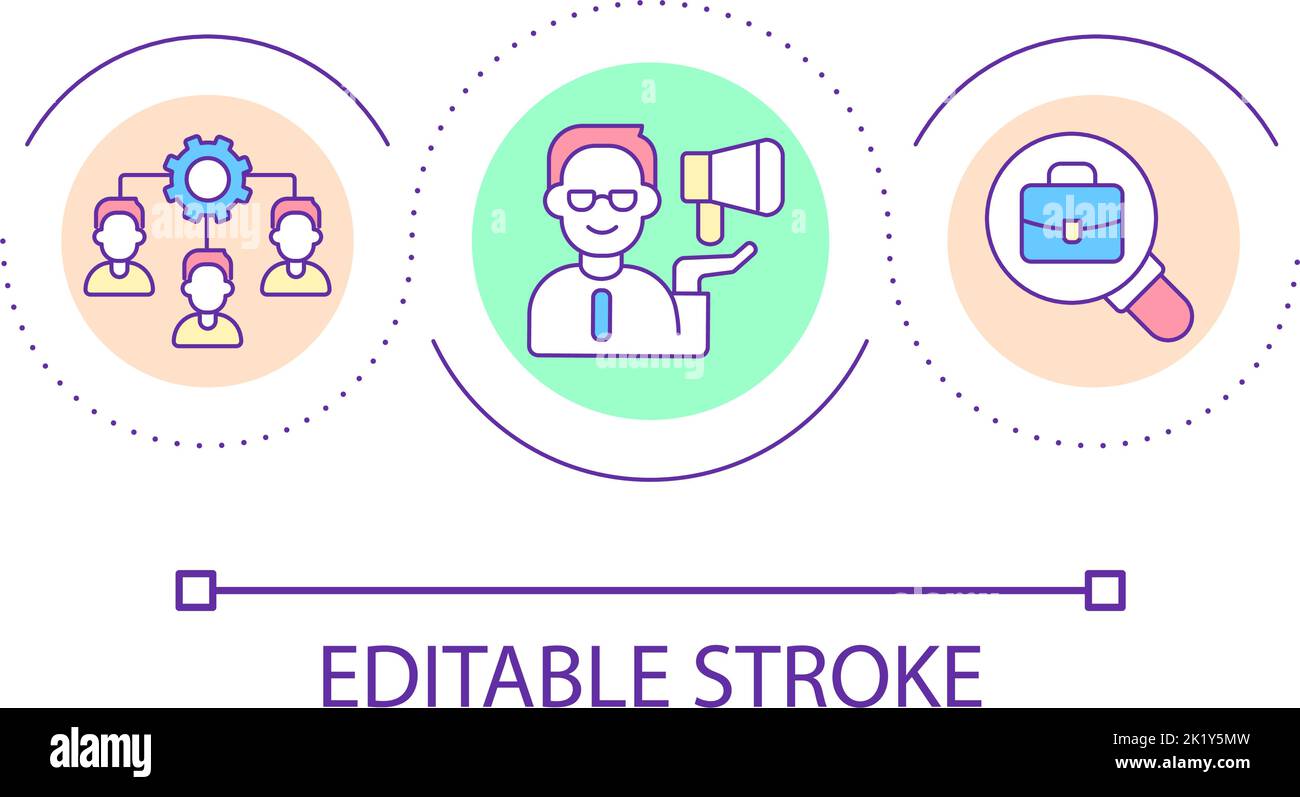Engaging professional workforces loop concept icon Stock Vector