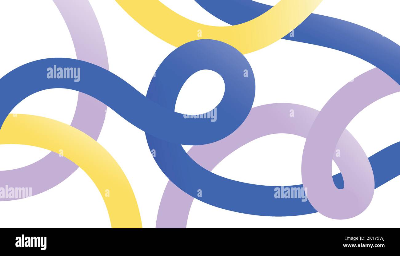 Tangled Ribbpm Colored tangled ribbons. Curved lines that intertwine and overlap on ...