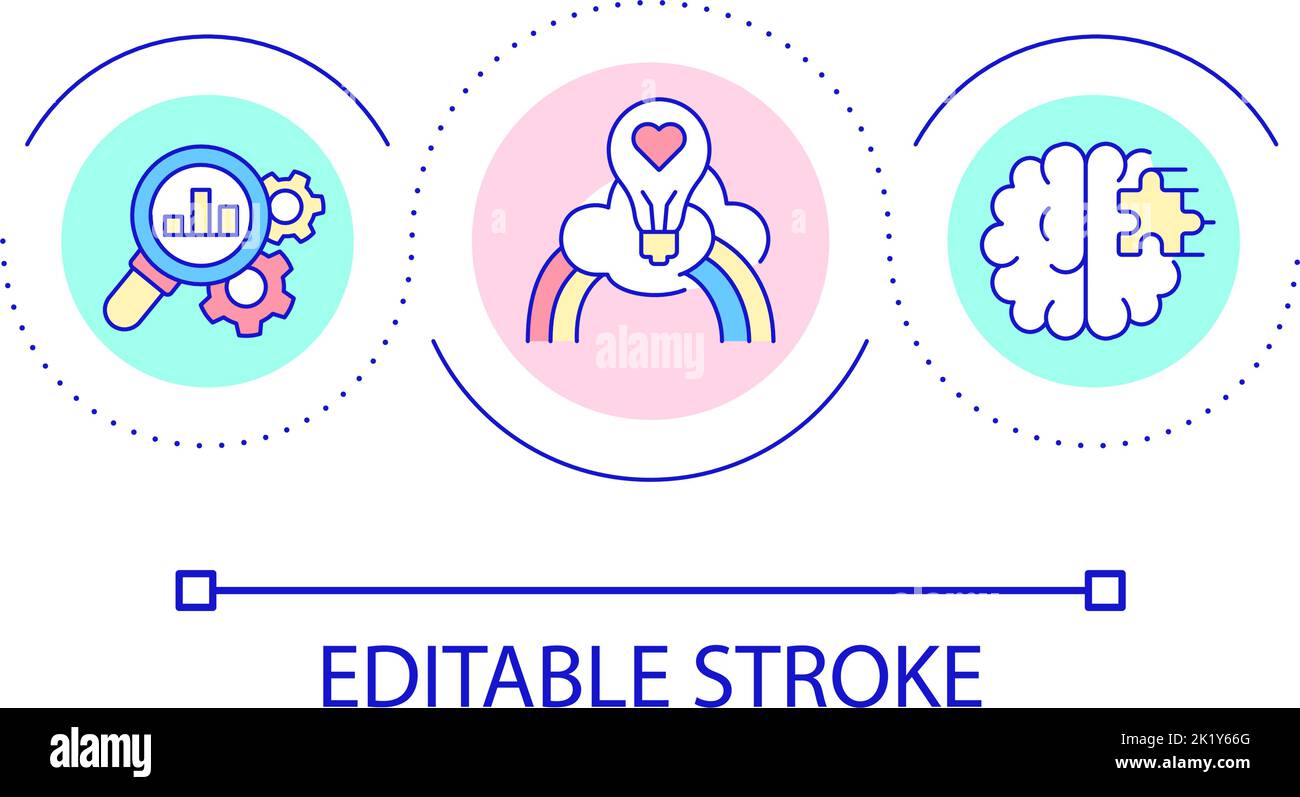 Encouraging creativity in workplace loop concept icon Stock Vector ...