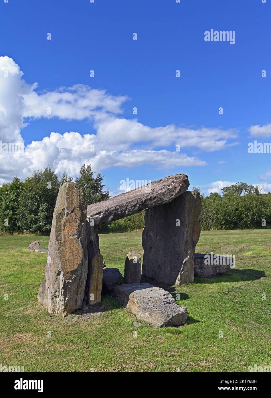 'Comet Collisions'. outdoor artwork by Charles Jencks. Crawick Multiverse, Sanquhar, Dumfries and Galloway, Scotland, United Kingdom, Europe. Stock Photo