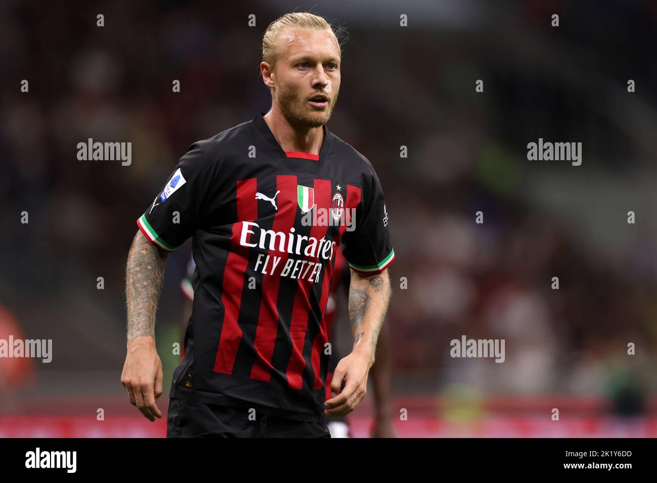 Milan, Italy, 18th September 2022.  Simon Kjaer of AC Milan during the Serie A match at Giuseppe Meazza, Milan. Picture credit should read: Jonathan Moscrop / Sportimage Stock Photo