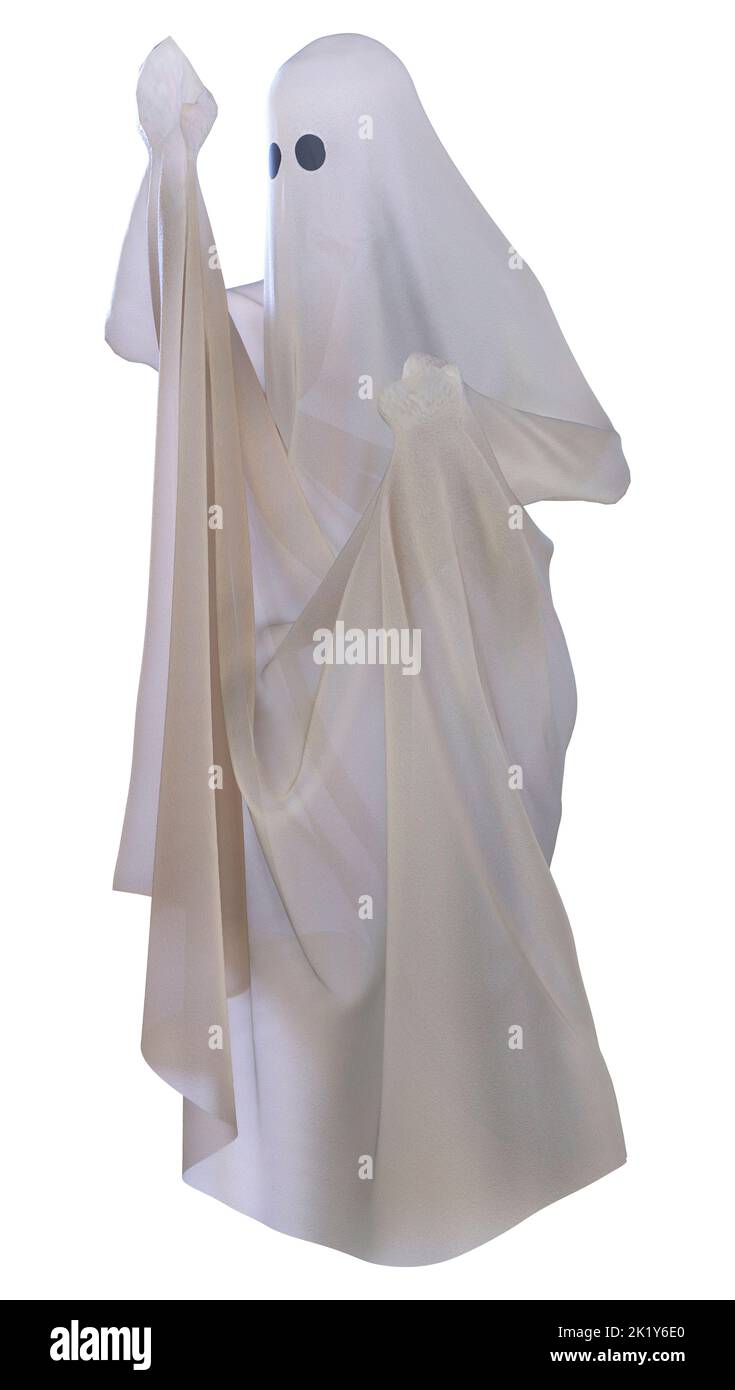 3D rendering of a halloween ghost isolated on white background Stock ...