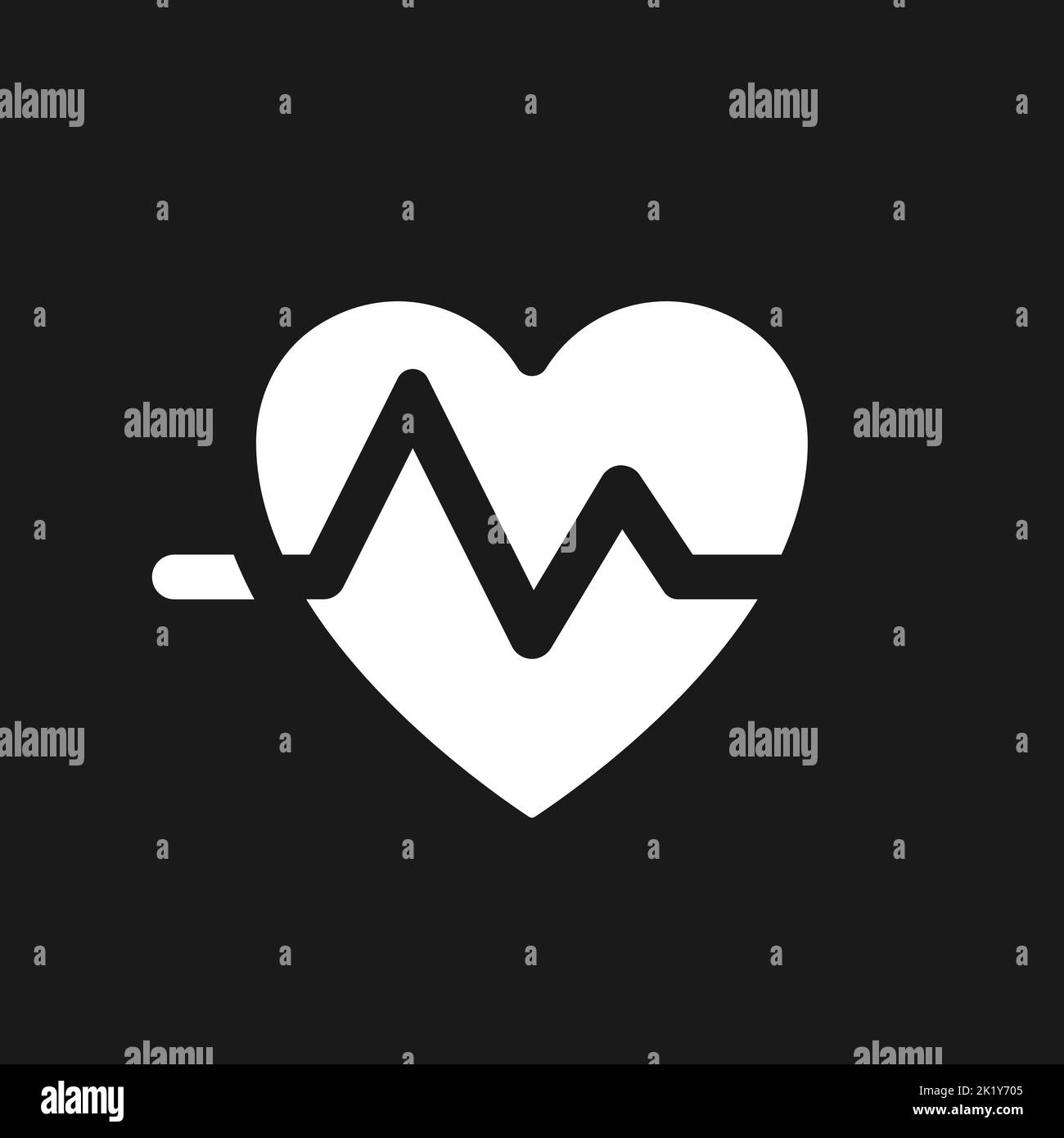 Cardiogram dark mode glyph ui icon Stock Vector
