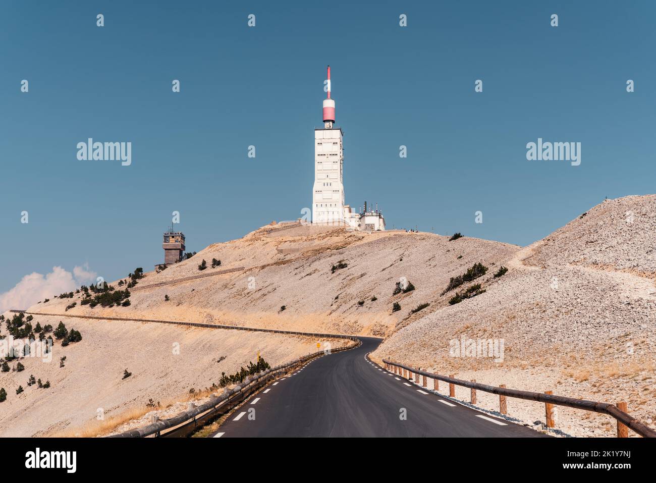 Mont Ventoux. Mountain in the Provence region of southern France, elevation 1,909 m, 6,263 ft. Famous climb in the Tour de France bicycle race. Stock Photo