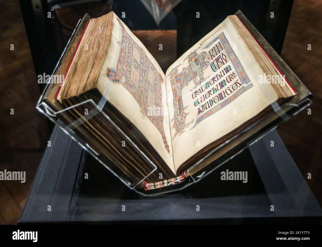 Newcastle Newcastle upon Tyne, England 22 September  2022 The exhibition  celebrate the most spectacular surviving manuscript from early medieval Britain . Paul Quezada-Neiman/Alamy Live News Stock Photo