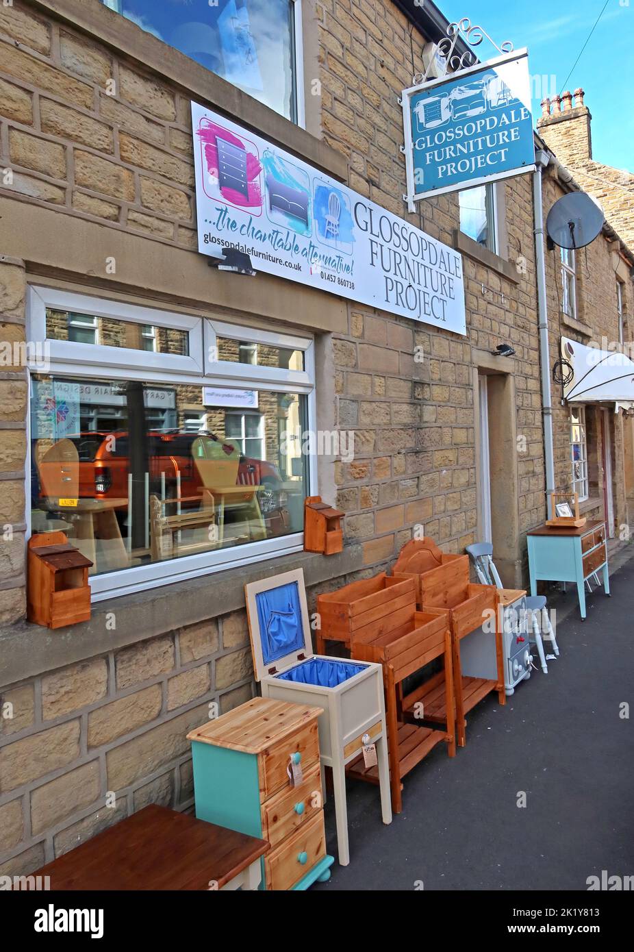 Glossopdale Furniture Project, George St, Glossop, High Peak, Derbys, England, UK, SK13 8AY Stock Photo