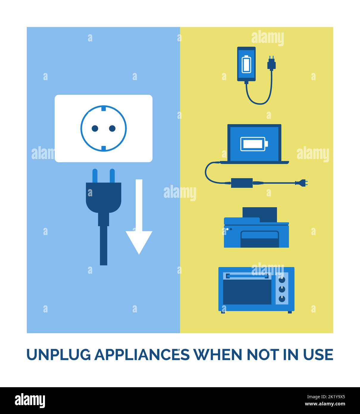 Eco-friendly tips: unplug appliances when not in use Stock Vector