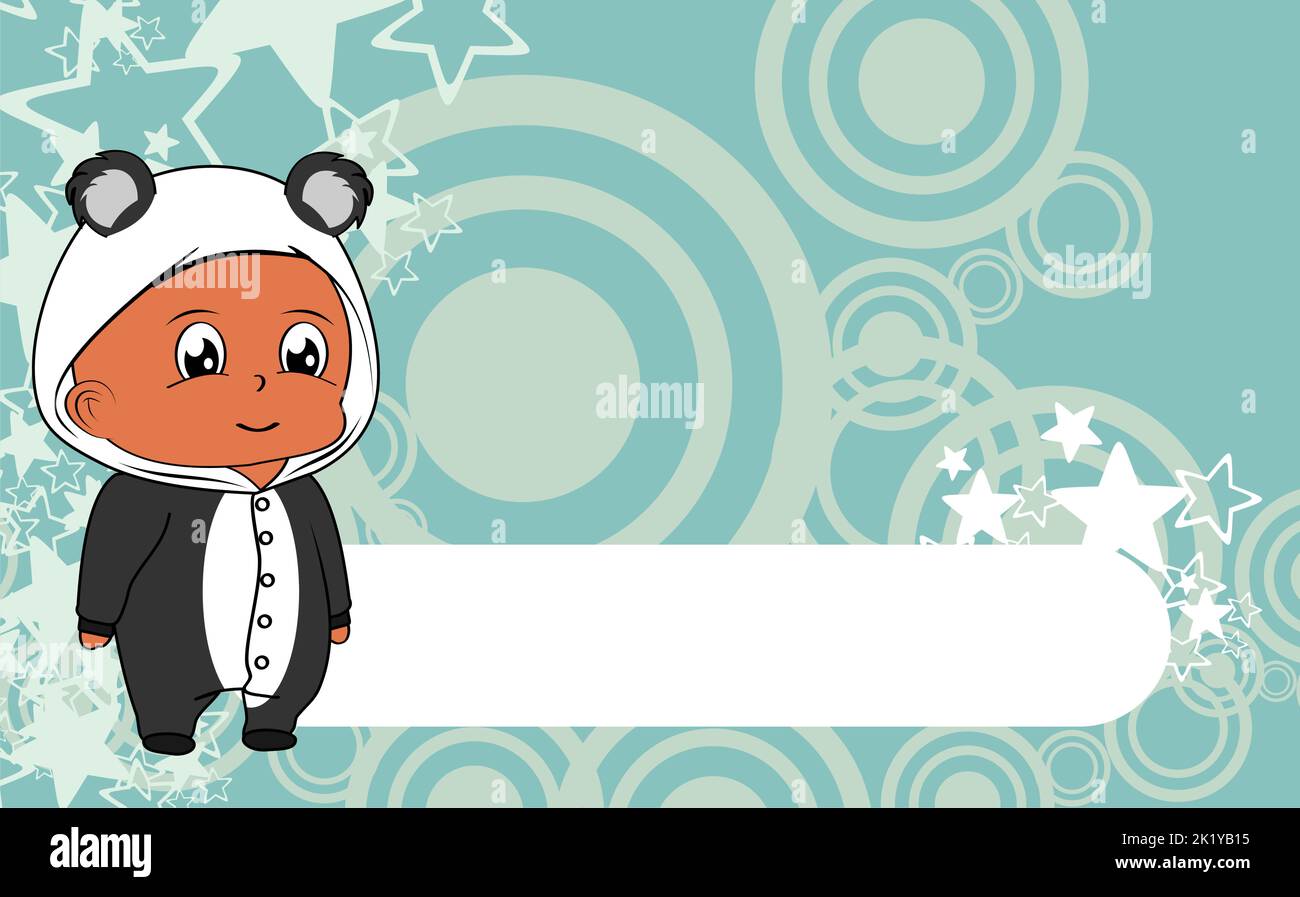 standing baby kid cartoon with panda bear pijama illustration background in  vector format Stock Vector Image & Art - Alamy