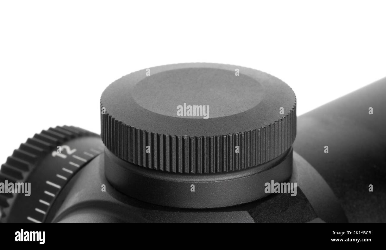 Cap covering the windage adjustment on a gun scope isolated on white